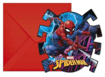 Spiderman uitnodigingen 6x