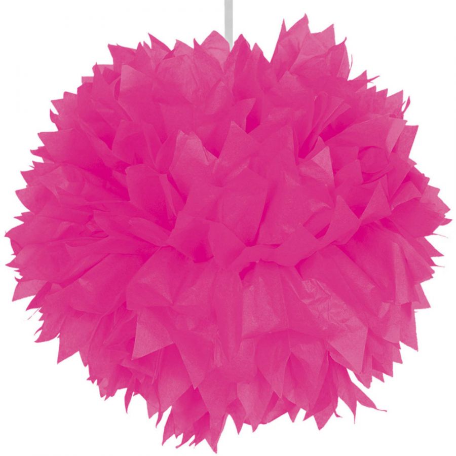 Grote pompom fuchsia 30 cm