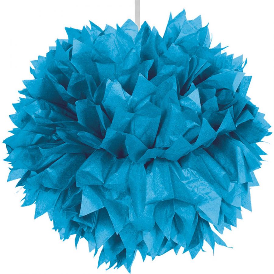 Grote pompom blauw 30 cm